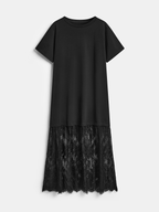 Lace Panel Maxi Dress with Short Sleeves