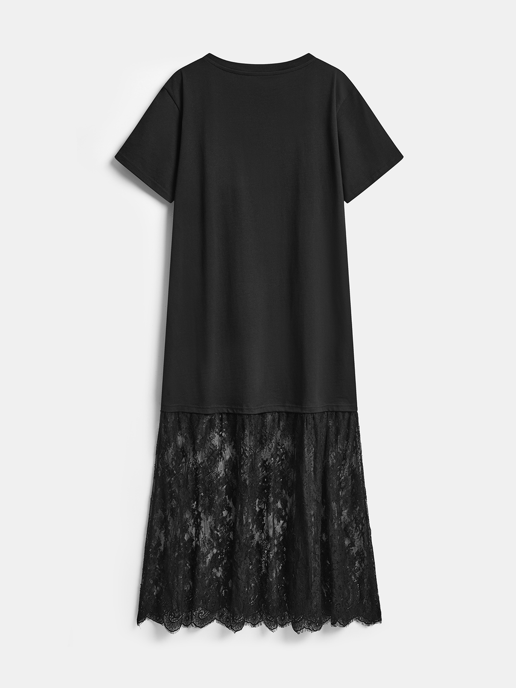 Lace Accent Short Sleeve Maxi Dress