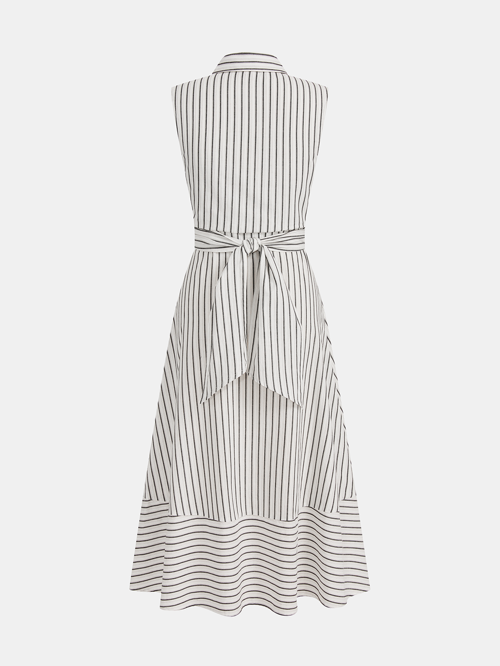Striped Sleeveless Midi Dress with Tie Waist