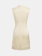 Satin Mini Dress with Lace Trim, Sleeveless