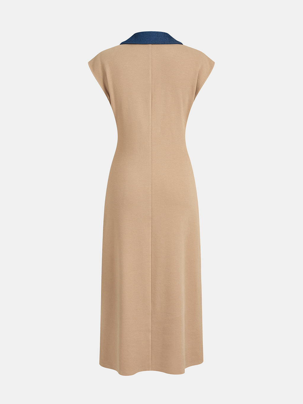 Sleeveless Denim Maxi Dress with Collared Neckline