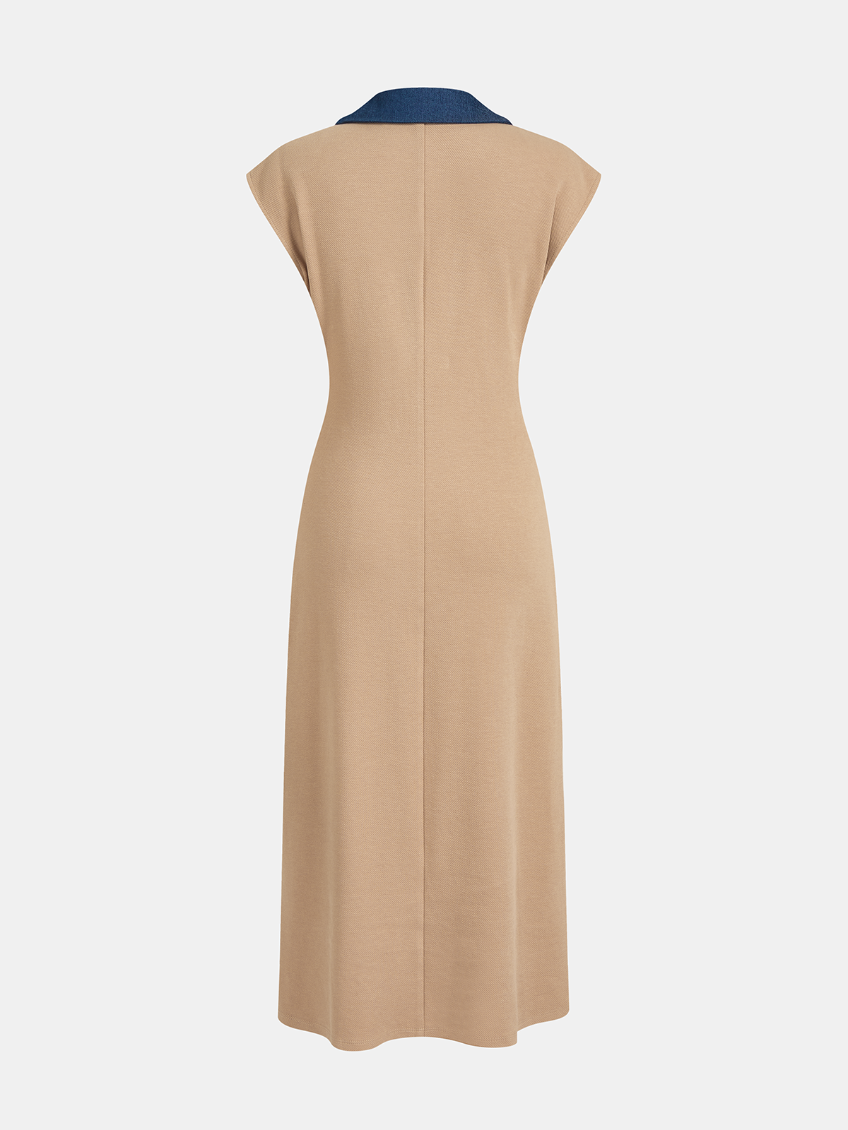 Sleeveless Denim Maxi Dress with Collar Detail