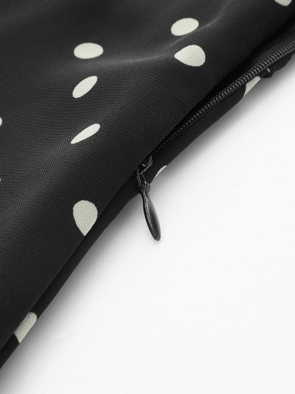 V-Neck Dress with Polka Dots and Ruffle Accents