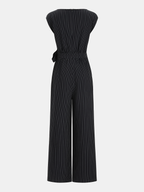Striped Jumpsuit with Tie Waist and Wide Legs