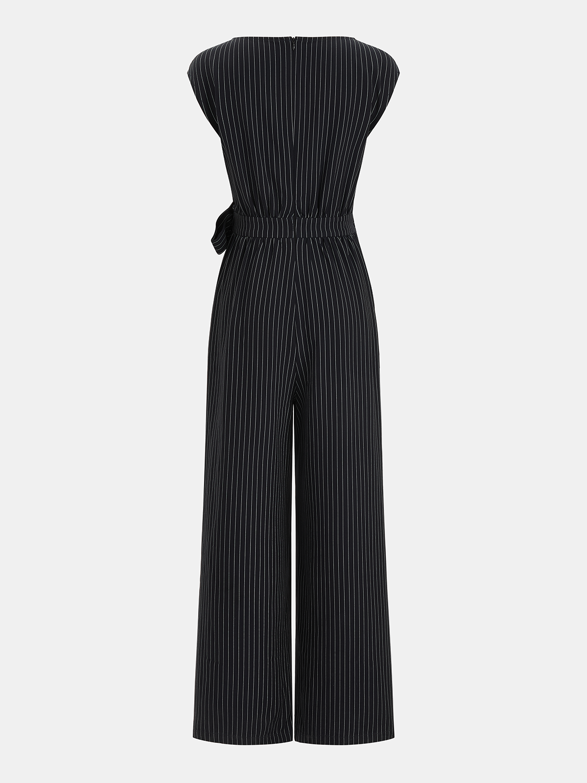 Striped Jumpsuit with Tie Waist and Wide Legs