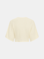 V-Neck Twist Front Waffle Knit Crop Top