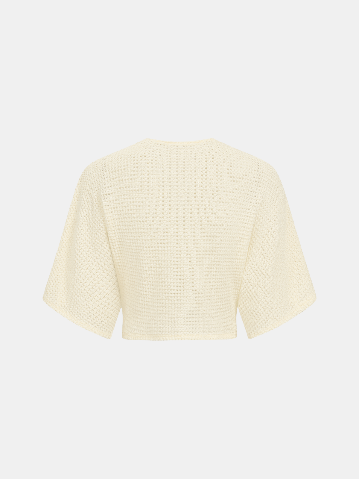 V-Neck Twist Front Waffle Knit Crop Top