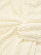 V-Neck Twist Front Waffle Knit Crop Top