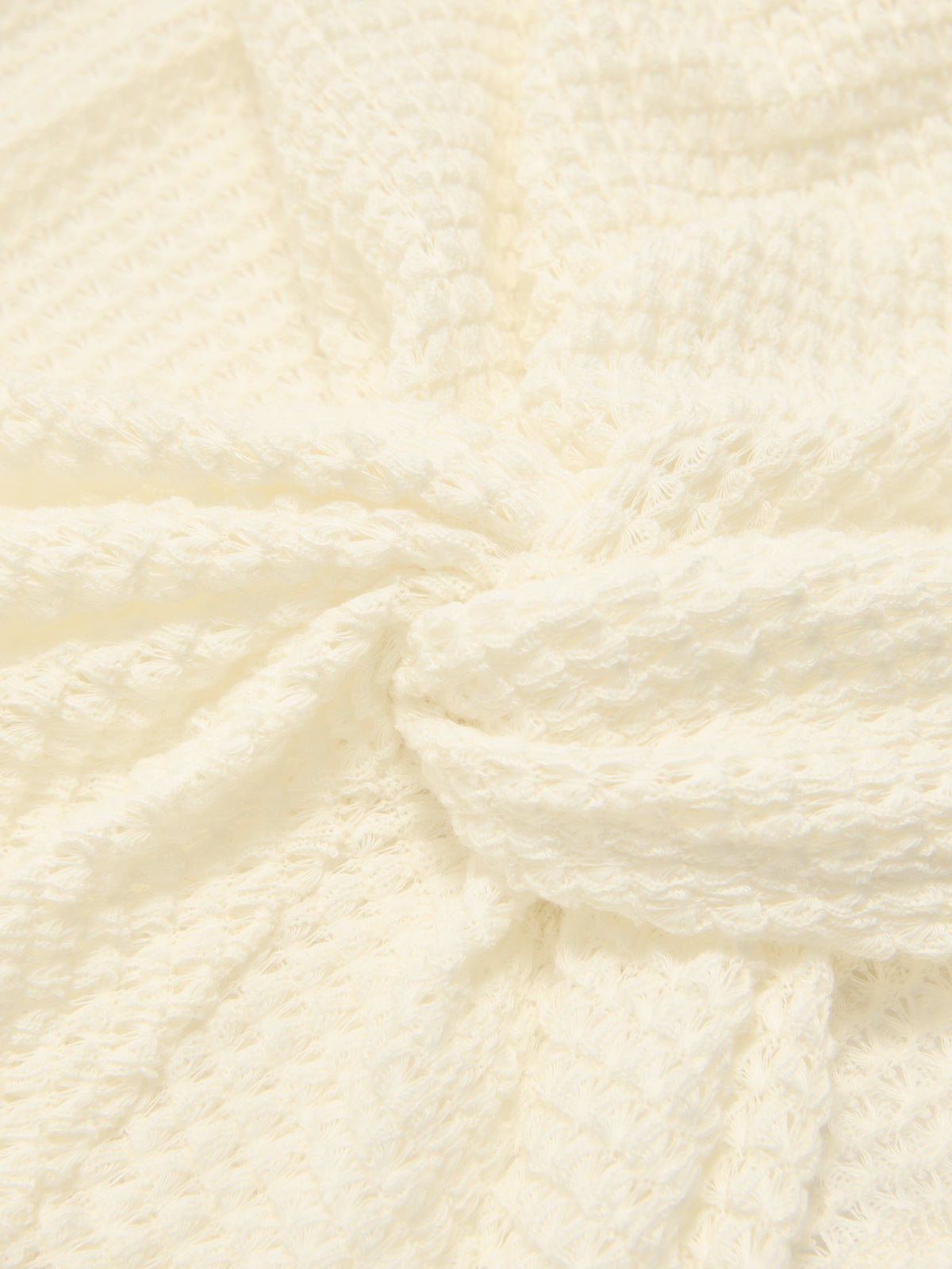 V-Neck Twist Front Waffle Knit Crop Top