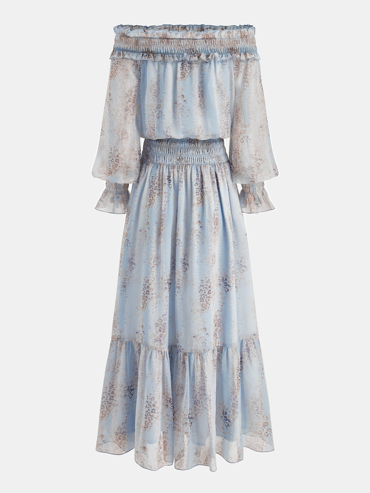 Floral Off-Shoulder Maxi Dress with Ruffle Detail