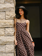 Cotton Backless Dress with Polka Dot Design