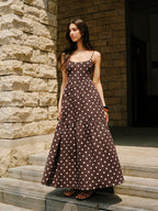 Cotton Backless Dress with Polka Dot Design