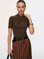 Short-Sleeve Top with Front Twist Detail