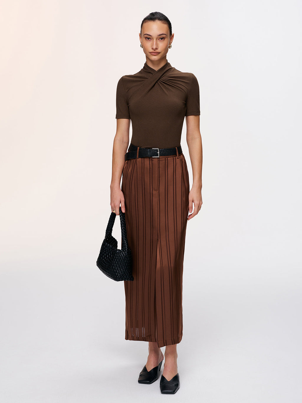Short-Sleeve Top with Front Twist Detail