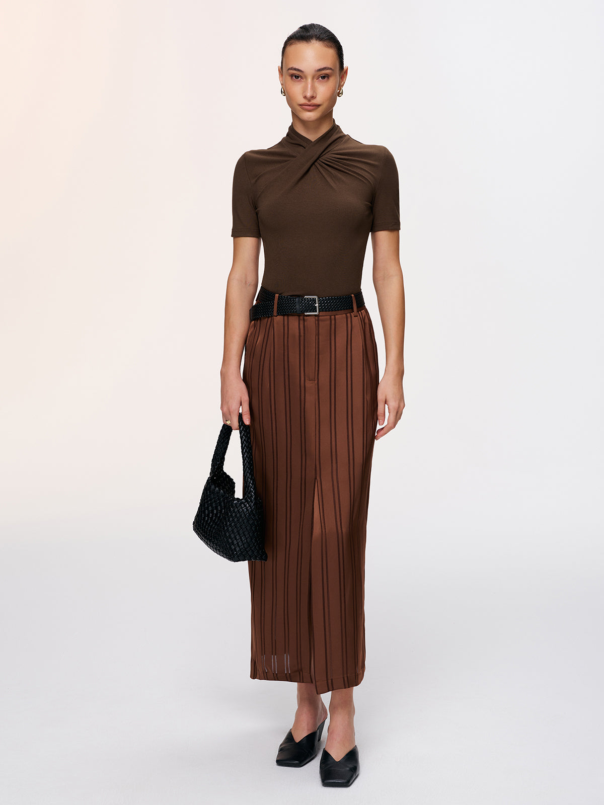 Short-Sleeve Top with Front Twist Detail