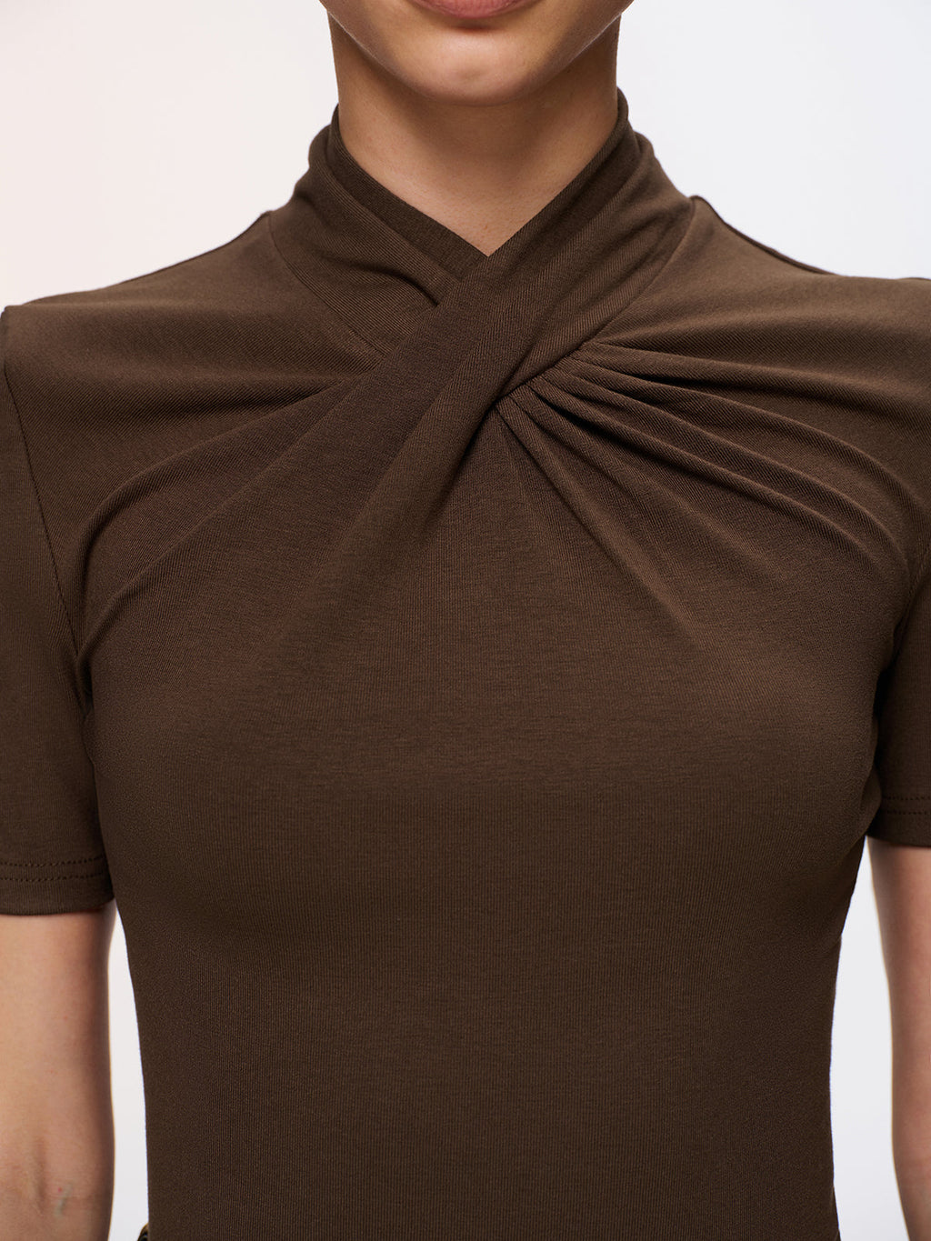 Short-Sleeve Top with Front Twist Detail