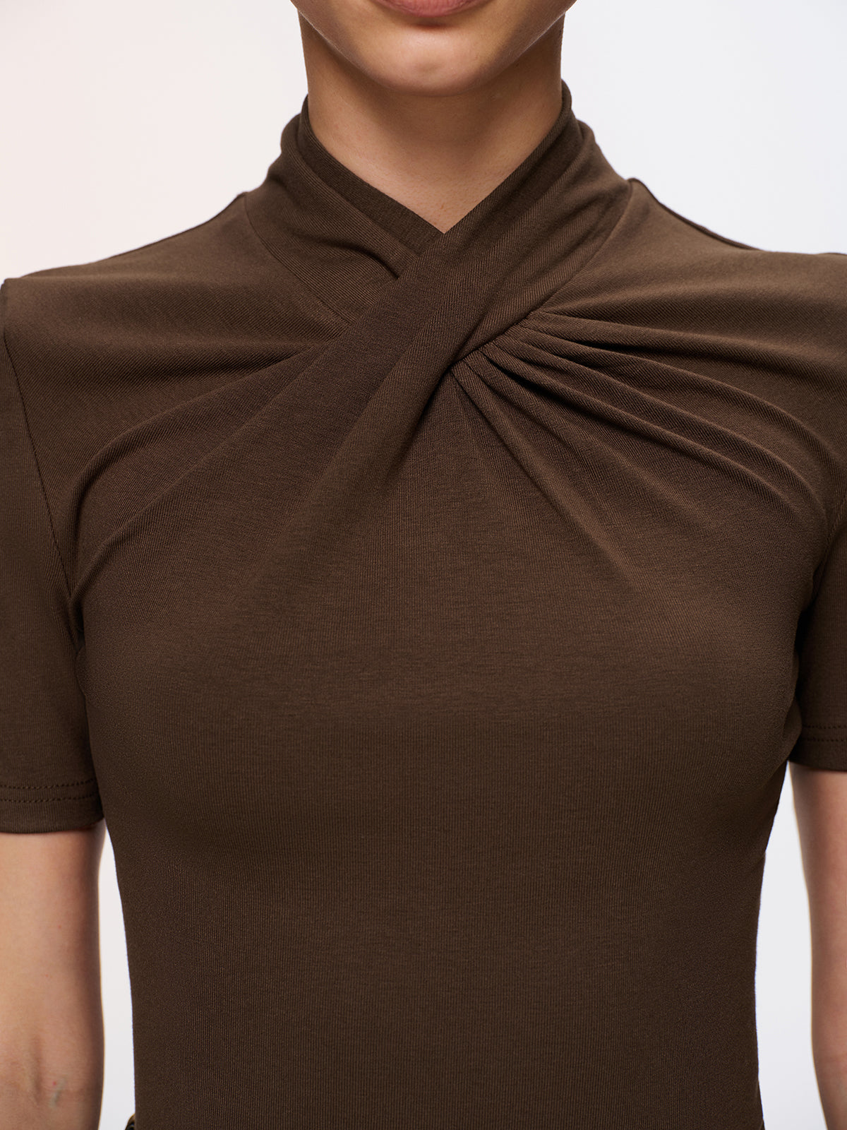 Short-Sleeve Top with Front Twist Detail