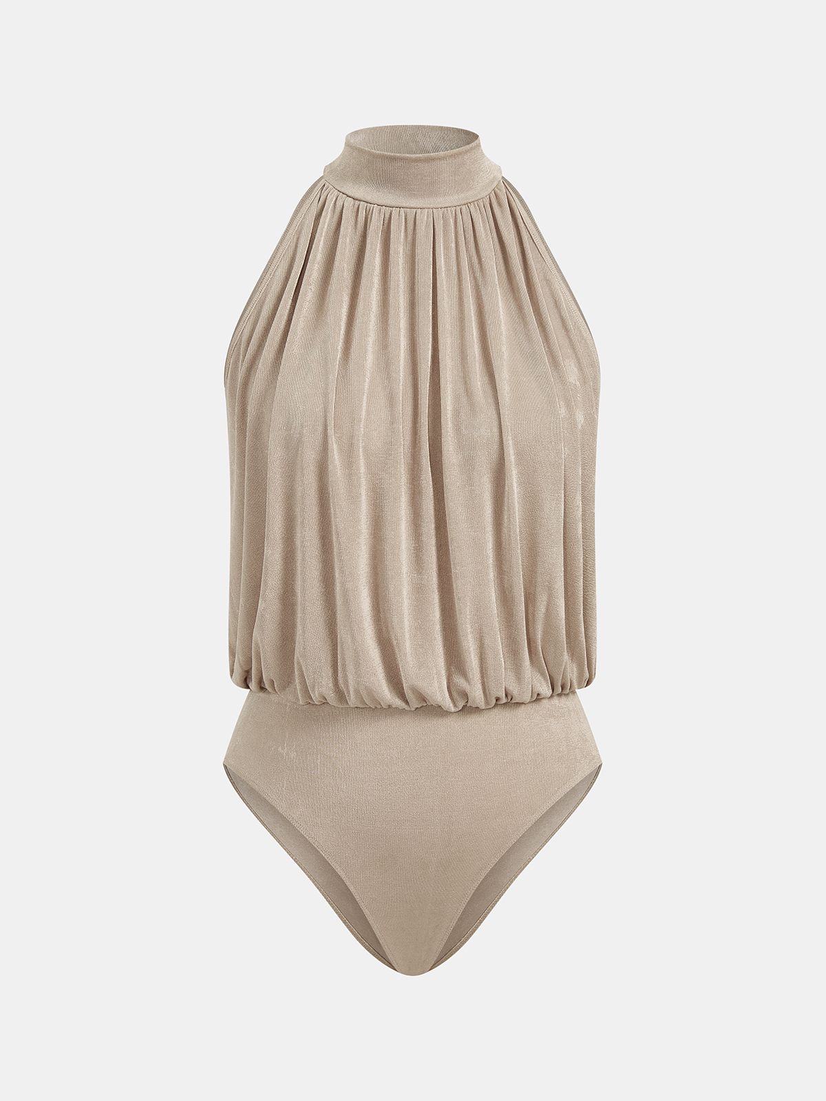 Sleeveless Mock Neck Bodysuit with Ruched Detailing