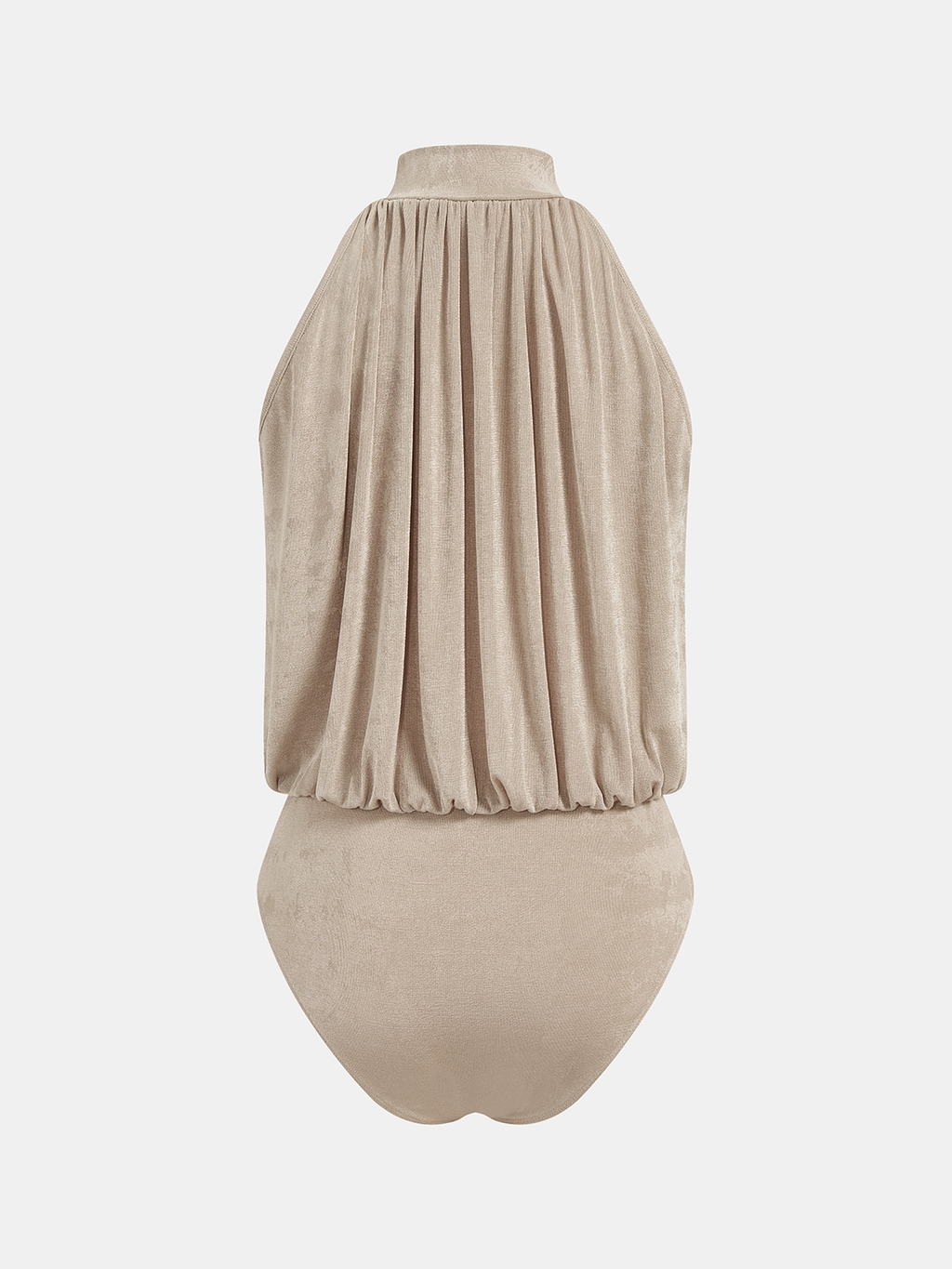 Sleeveless Mock Neck Bodysuit with Ruched Detailing