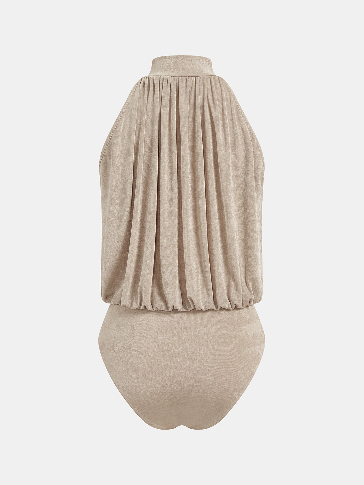 Sleeveless Mock Neck Bodysuit with Ruched Detailing