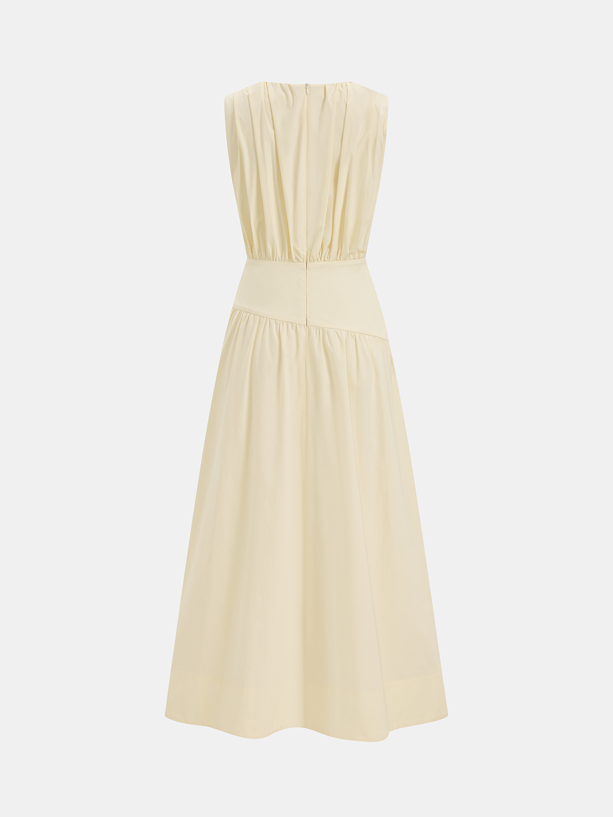 Sleeveless Midi Dress with Ruched Waist Detail