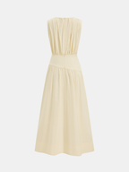 Sleeveless Midi Dress with Ruched Waist Detail