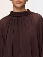 Chiffon Romper with Semi-Sheer Lantern Sleeves