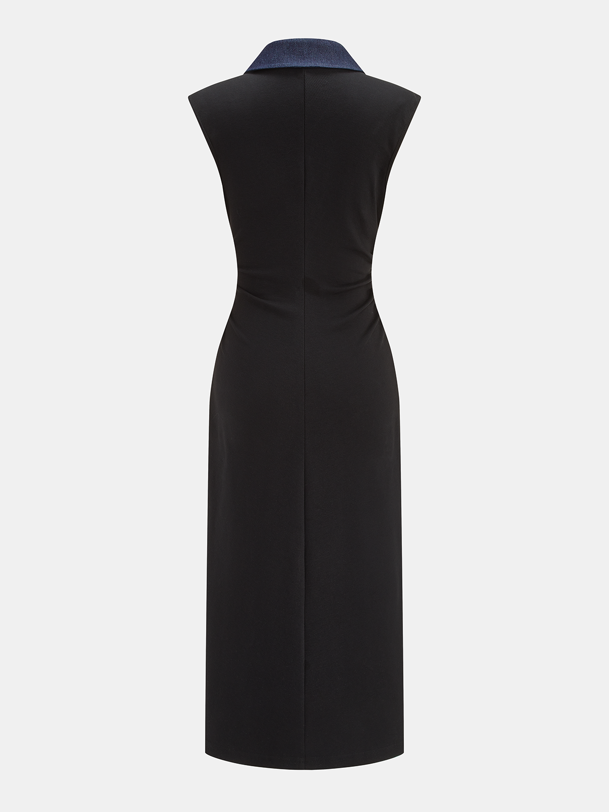 Denim Sleeveless Dress with Buttoned Midi Panels