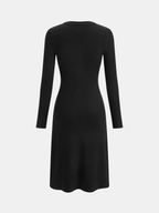 Long Sleeve Button-Down Ribbed Knit Midi Dress