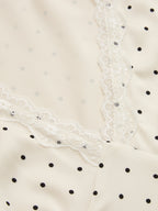 Polka Dot Dress with Lace Trim Midi-Length