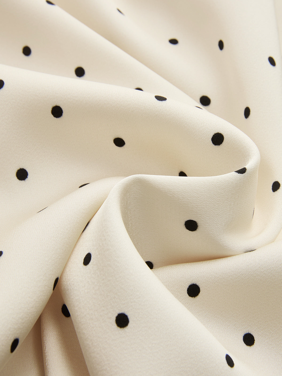 Polka Dot Dress with Lace Trim Midi-Length