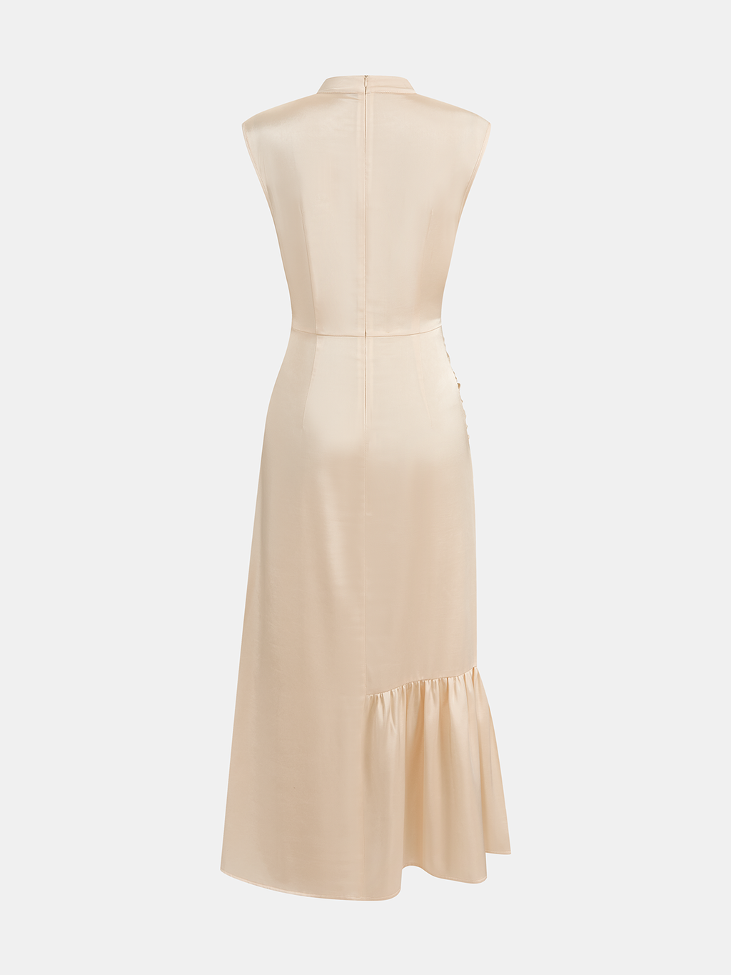 Satin Midi Dress with Ruched Detail and Split