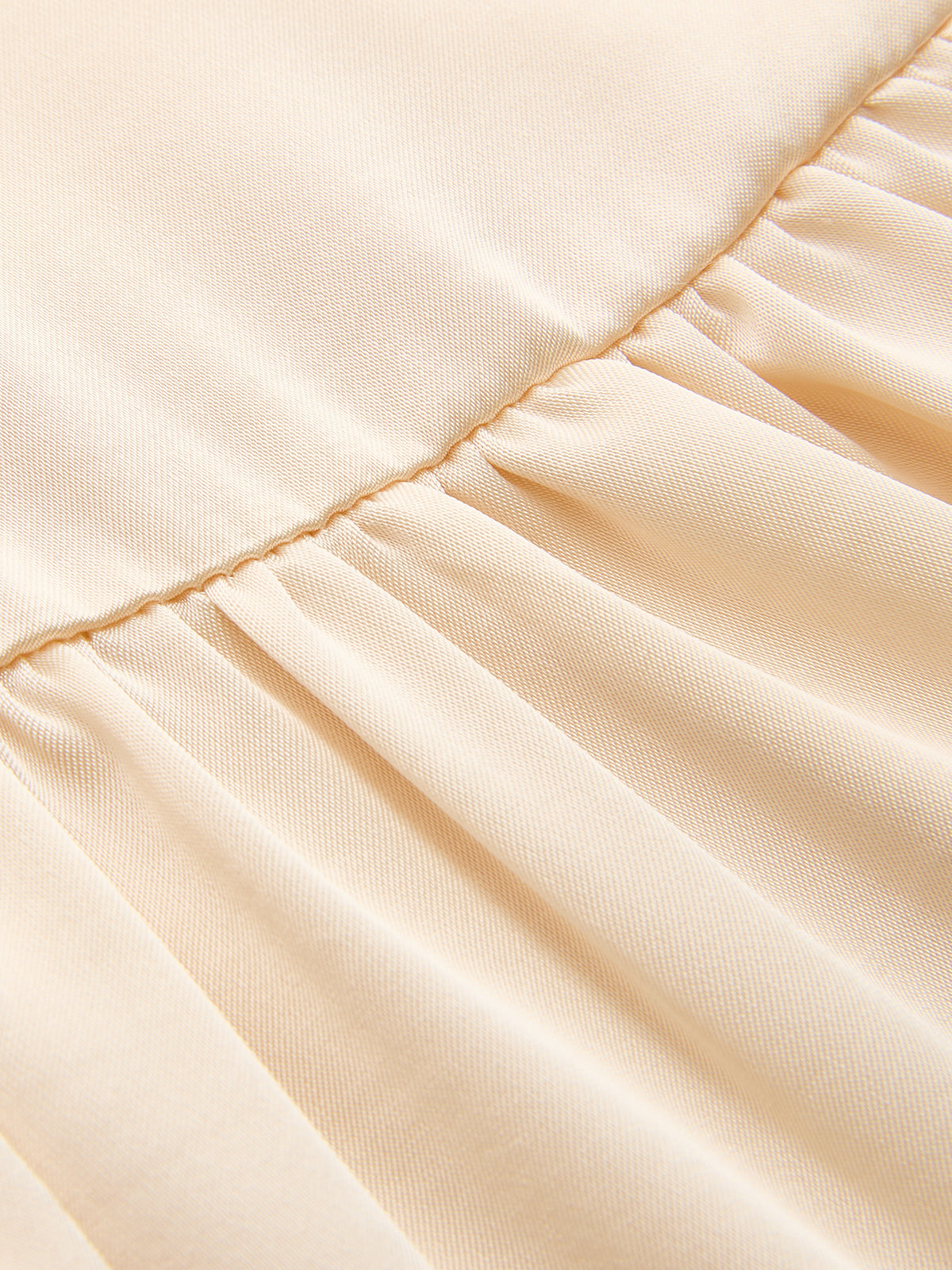 Sleeveless Satin Midi Dress with Ruched Split Detail