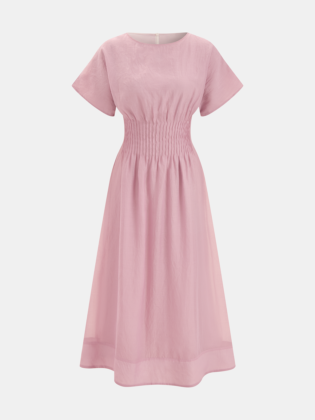 Smocked Waist Short Sleeve Midi Dress