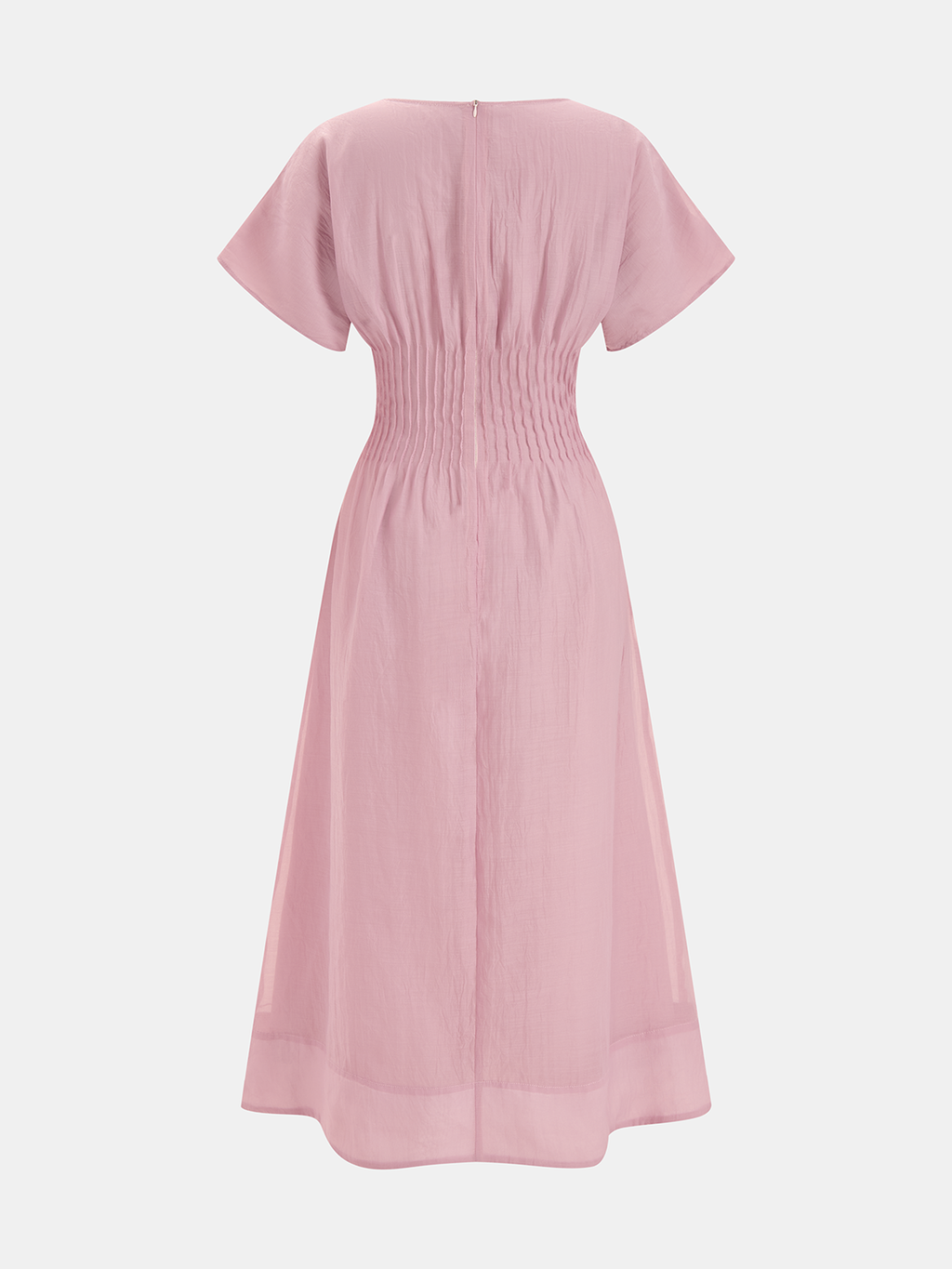 Short Sleeve Midi Dress with Smocked Waist
