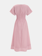 Short Sleeve Midi Dress with Smocked Waist