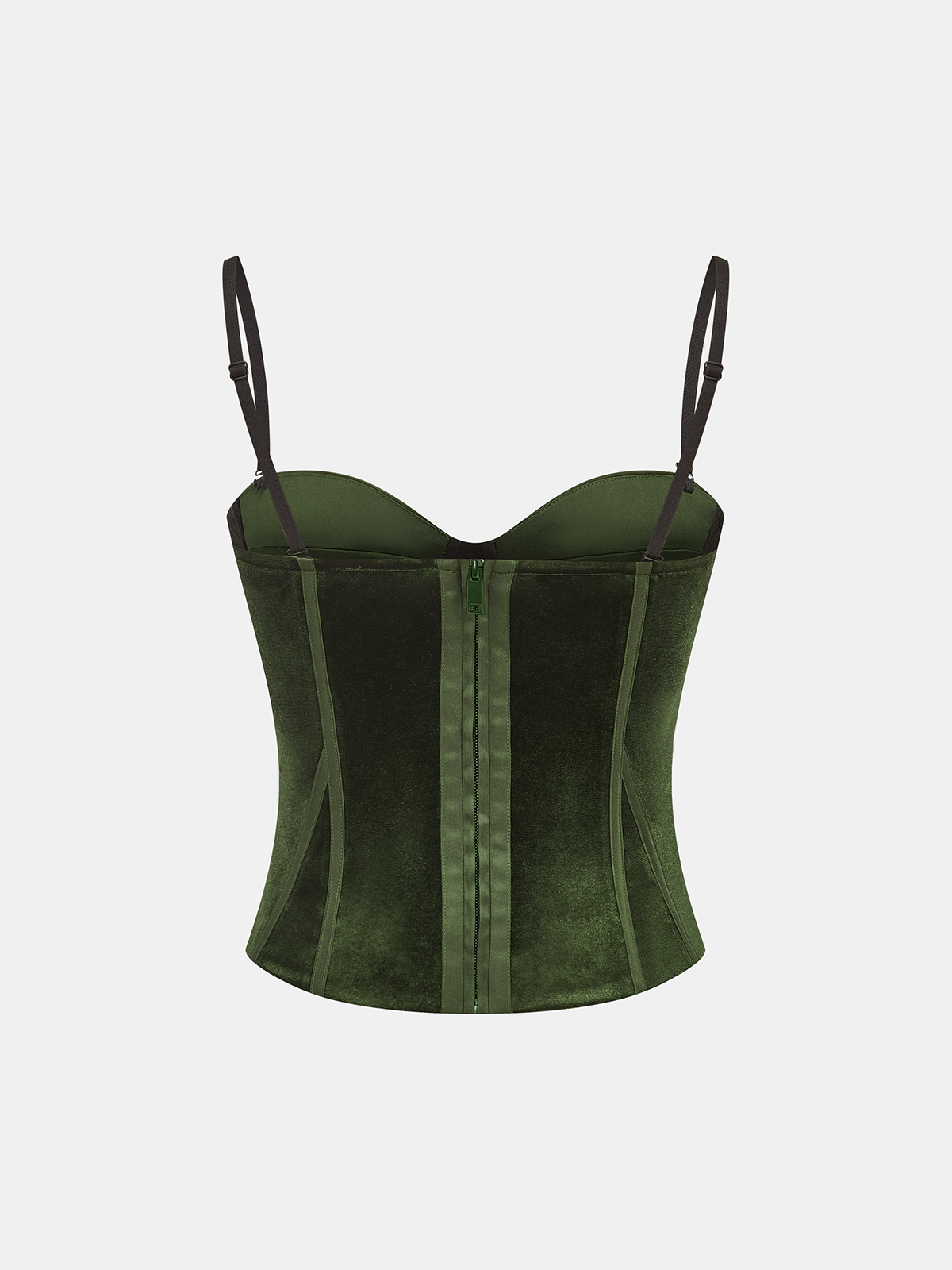 Velvet and Satin Paneled Bustier Top