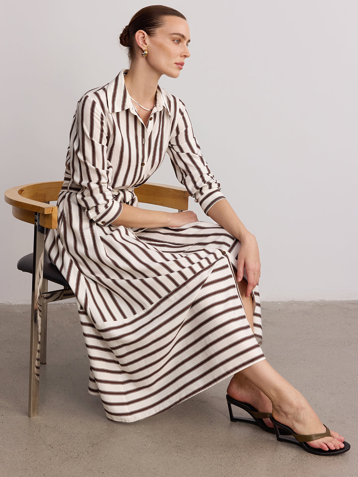 Striped Belted Shirt Dress