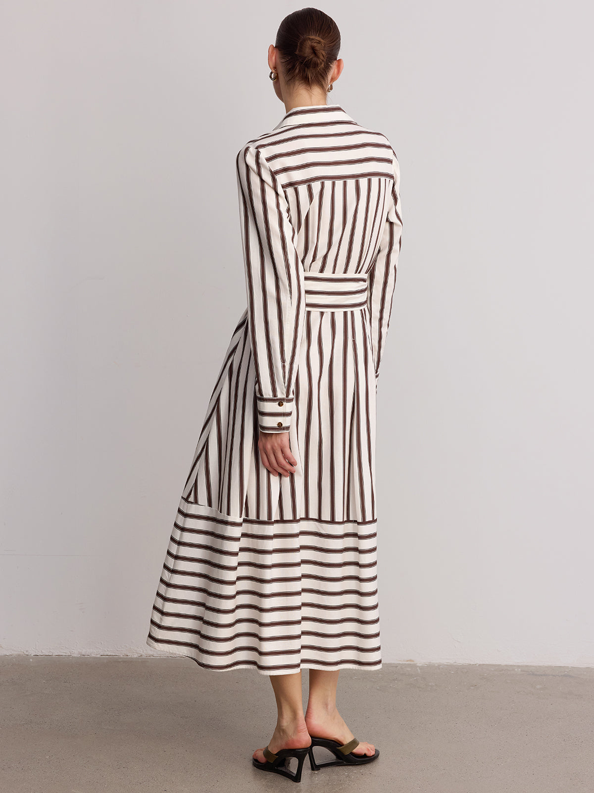 Striped Belted Shirt Dress