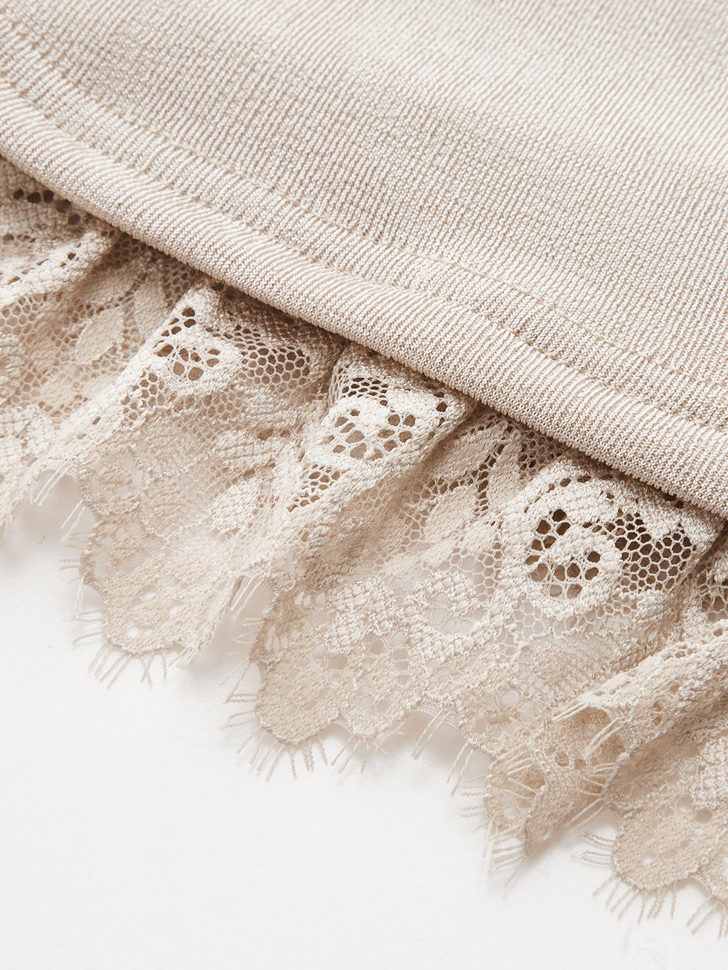 Mock Neck Top with Lace Trim and Ruching