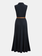 Sleeveless Belted Wrap-Style Maxi Dress
