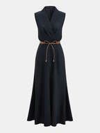 Sleeveless Belted Wrap-Style Maxi Dress