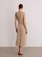 Sleeveless Maxi Dress with Metal Detail and Ruching
