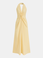 Halter Neck Dress with Twisted Waist Maxi Style