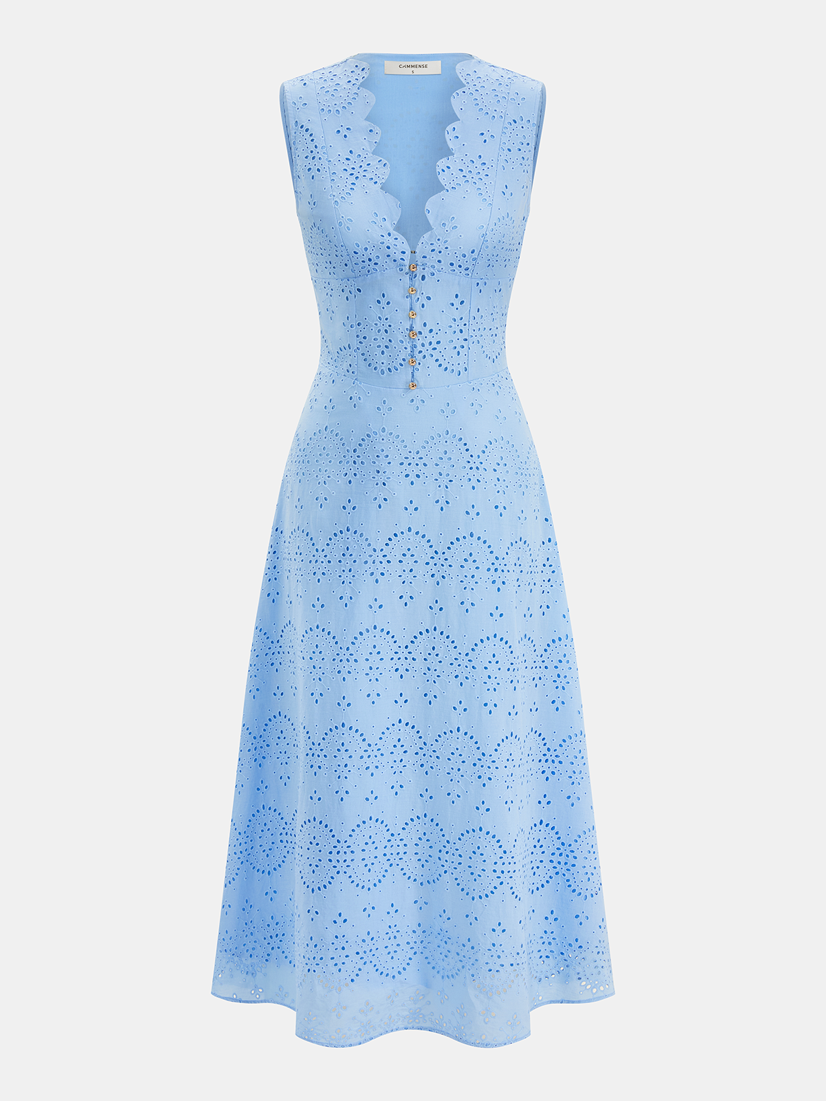 Cotton Eyelet Dress with Sleeveless Embroidered Detail