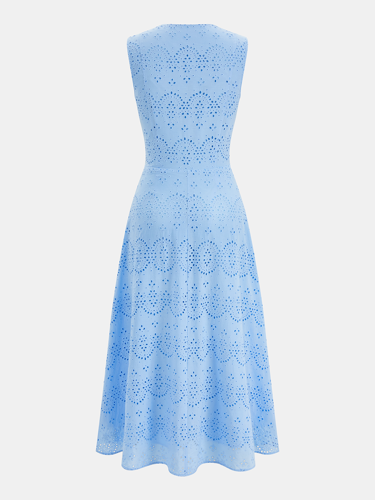 Cotton Sleeveless Dress with Embroidered Eyelet Detail