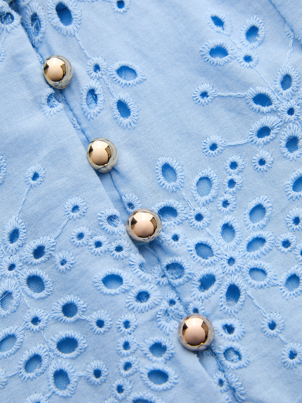 Cotton Sleeveless Dress with Embroidered Eyelet Detail