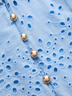 Cotton Sleeveless Dress with Embroidered Eyelet Detail