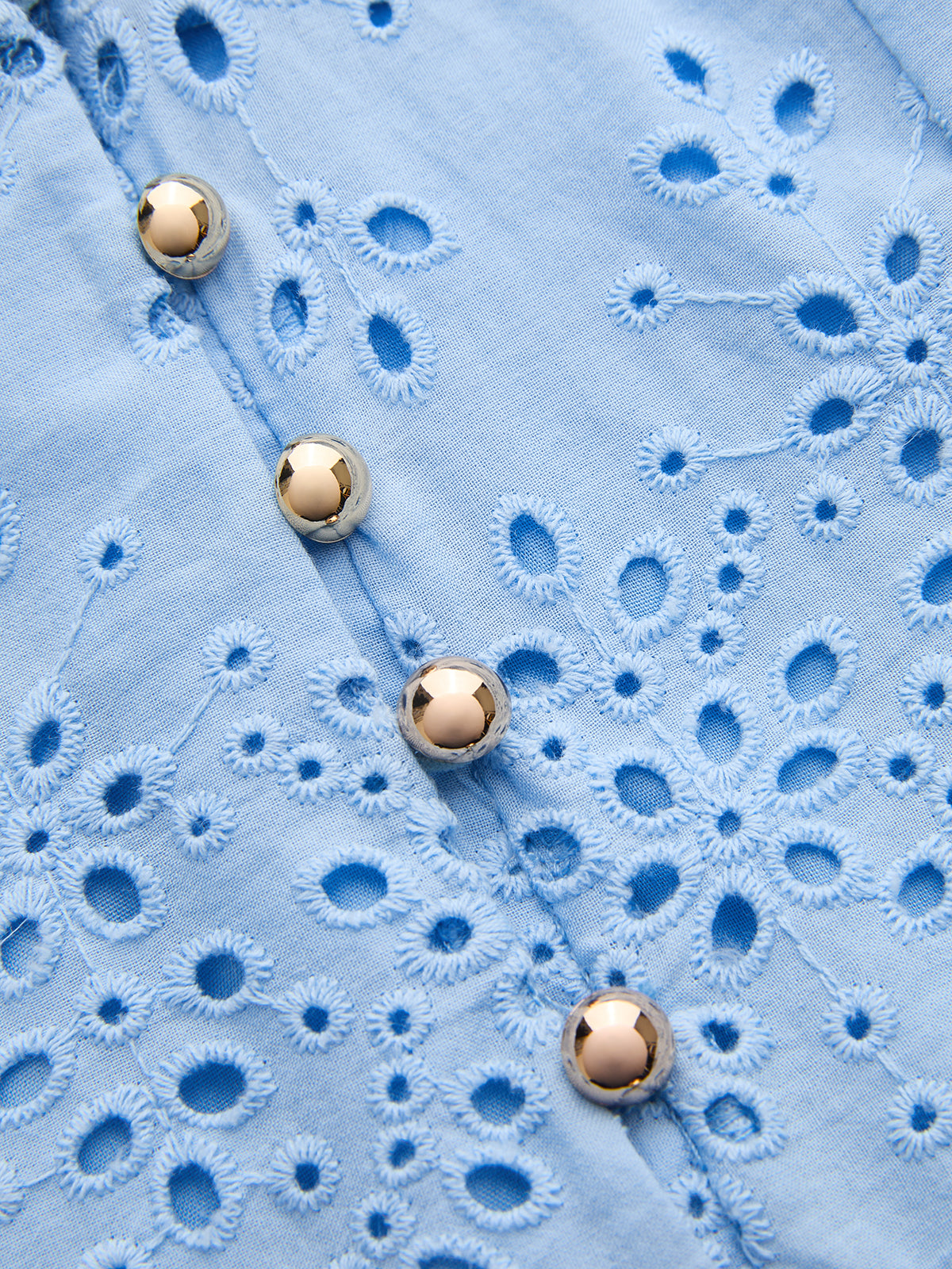 Cotton Sleeveless Dress with Embroidered Eyelet Detail
