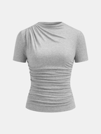 Ruched Short Sleeve Top with Fitted Design